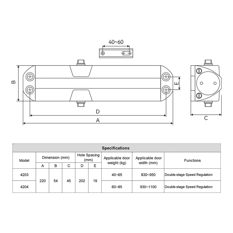 Surface-Mounted Door Closer for Aluminum Doors | Weather Resistant | Corrosion Proof