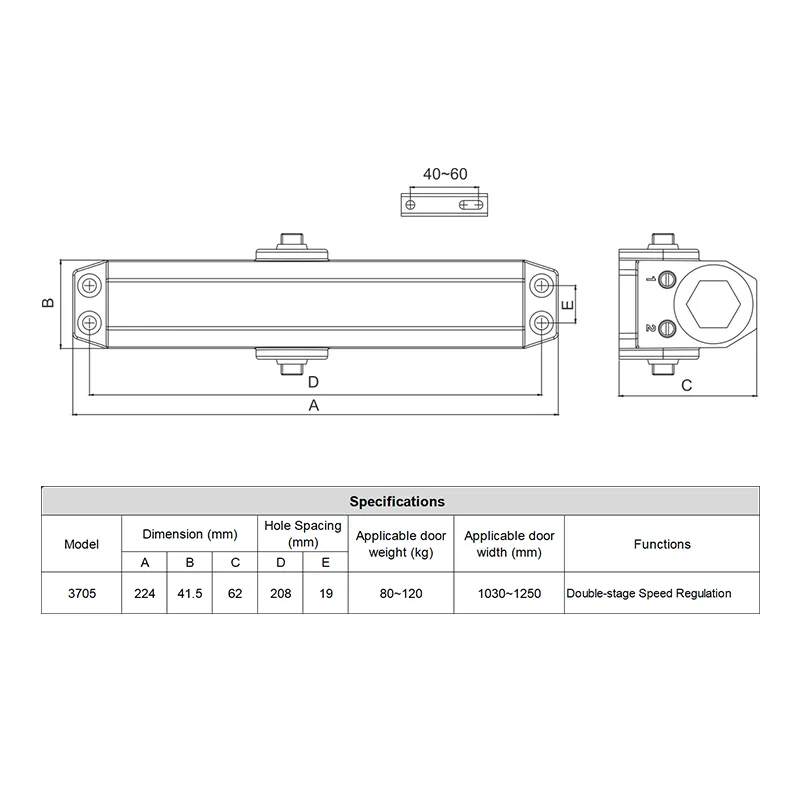 Two-Way Door Closer for Double Doors | Hydraulic Operation | Smooth Closing |80-120kg Capacity