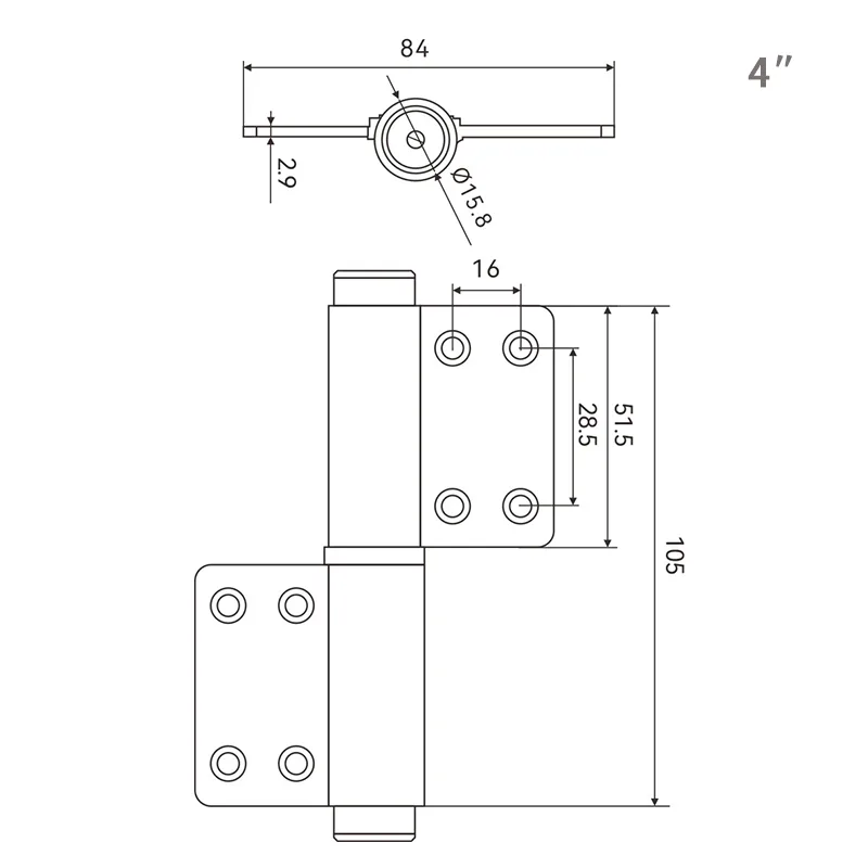 HL-4C002 Flag Shaped Aluminum Door Hydraulic Damping Hinge , China door hinge supplier, Factory whosale hinge