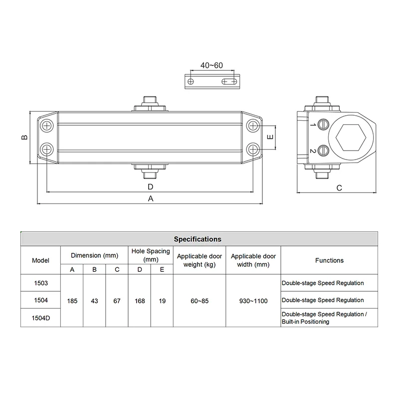 Hydraulic Door Closer with Back Check Function | Prevents Door Slamming | Safe for Kids